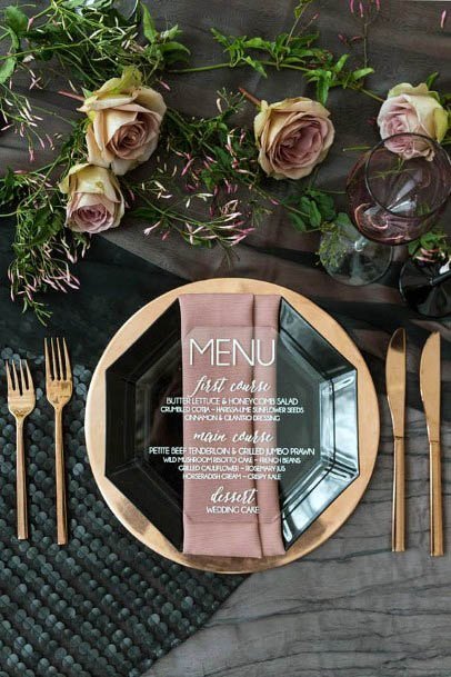 Gorgeous Pink Roses Gold Silverware Beautiful Wedding Decor Ideas