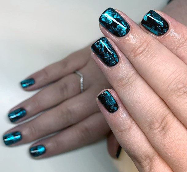 Gorgeous Polished Crackled Blue And Black Design Inspiration For Ladies