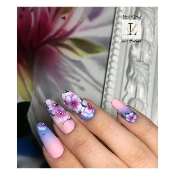 Gorgeous Purple Flower Beautiful Nail Art