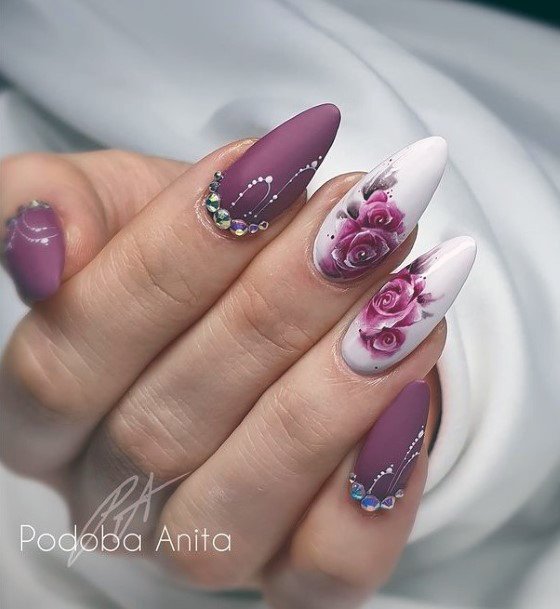 Gorgeous Purple Romantic Rose Nails Women