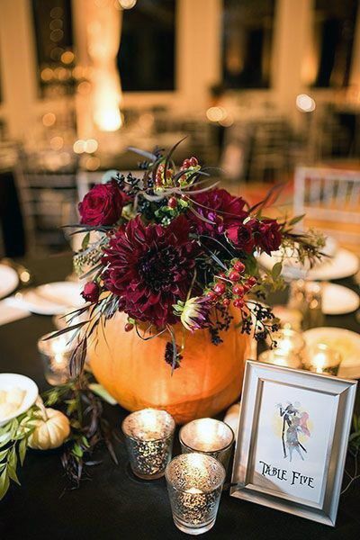 Gorgeous Red Flower Centerpiece October Wedding Decoration Inspiration Ideas