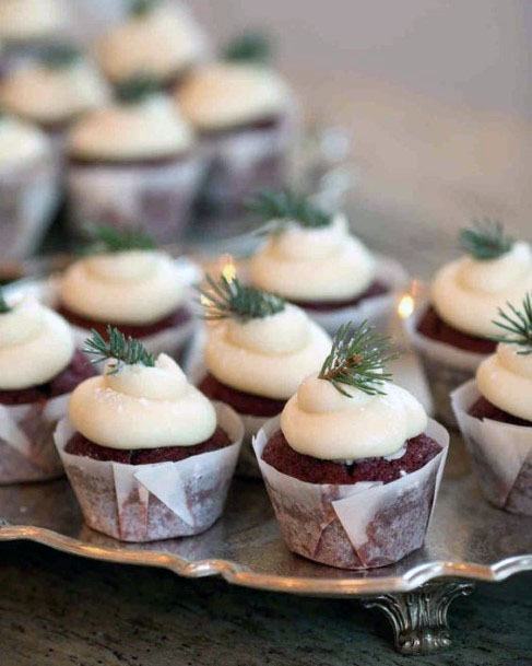 Gorgeous Red Velvet Bite Size Cupcake Winter Wedding Snack Ideas