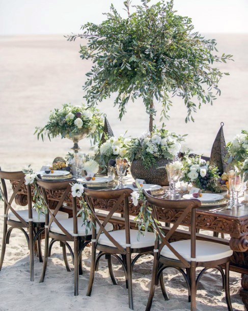 Gorgeous Sandy Wedding Reception Beachy Greentree Stunning Floral Centerpiece Decoration Ideas