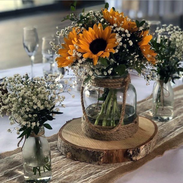 Gorgeous Sunflower Table Center Piece For Wedding