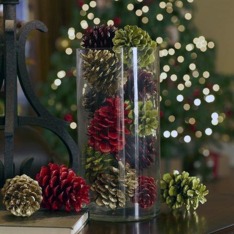 Gorgeous Table Decoration Glass Filled Pinecone Design Ideas Christmas Wedding