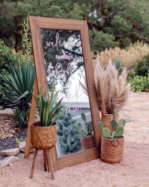 Gorgeous Tall Brown Frame Mirror Sign Ideas For Wedding Inspiration