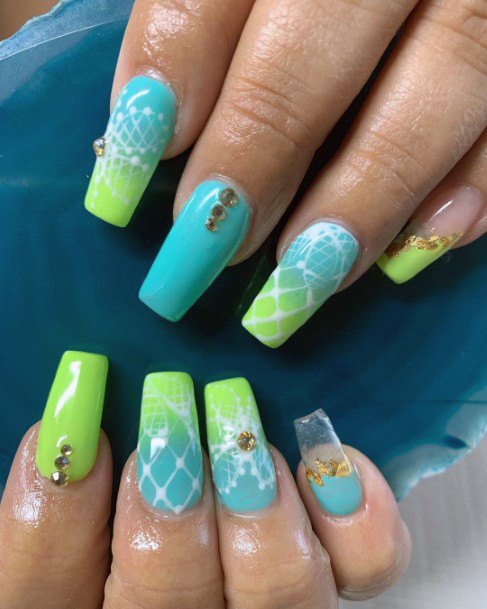 Gorgeous Two Tone Womens Aquatic Mermaid Nail Colorful Ombre Inspiration