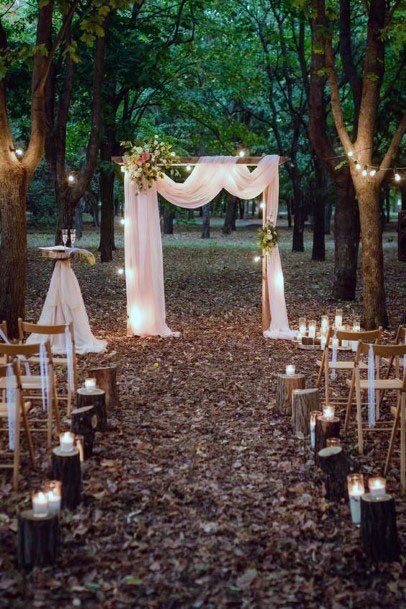 Gorgeous White Curtain Outdoor Wedding Candle Inspiration