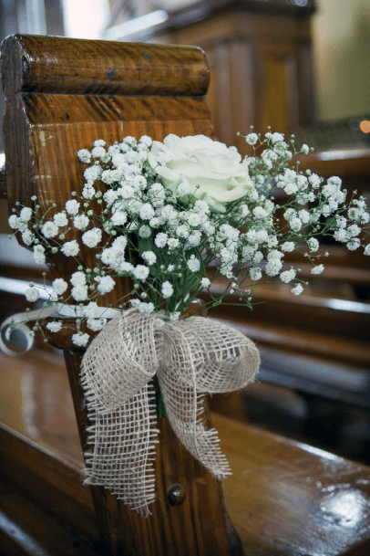 Gorgeous White Roses Decor Church Wedding