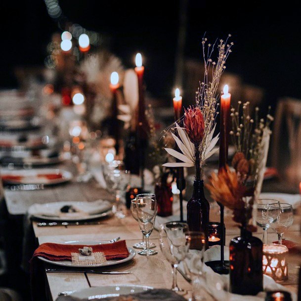 Gorgeous Wine Red Dining Decor Boho Wedding