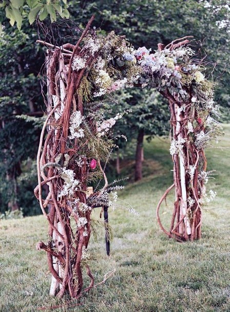 Gorgeous Wood Branchfloral Arbor Wedding Ideas