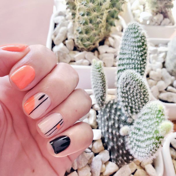 Gorgeouse Florescent Orange And Black Nail Ideas For Women