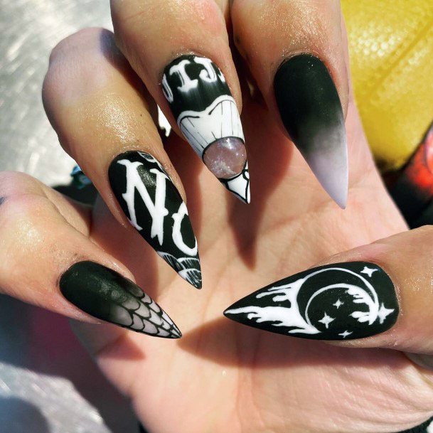 Gory Moon Art On Nails Women