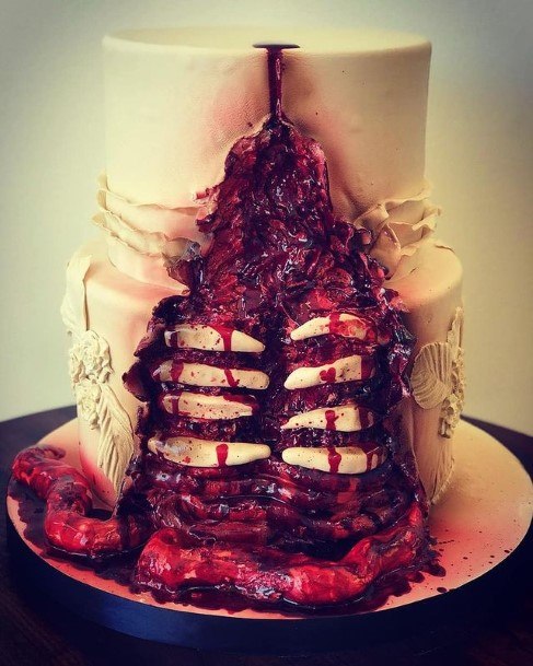 Gory Red White Halloween Wedding Cakes