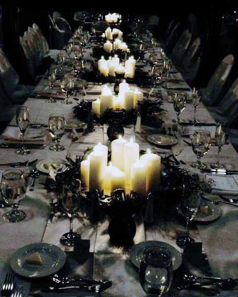 Gothic Candle Setup On Dining Table Decor