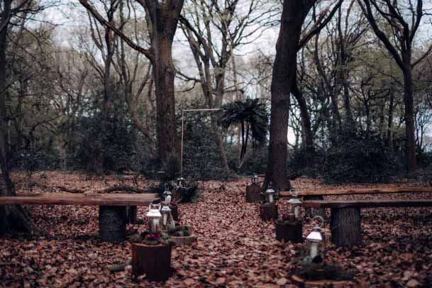 Gothic Wedding Benches Forest Decor