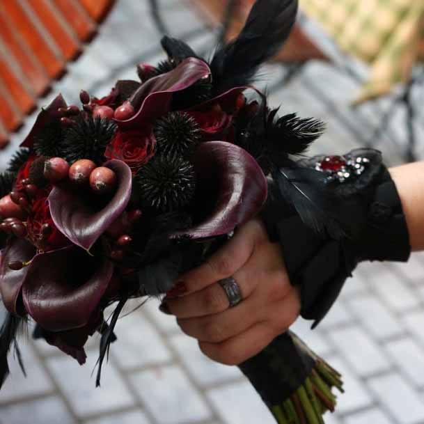 Gothic Wine Red Plants Bouquet Wedding Decor