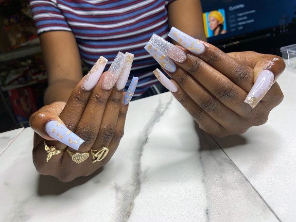 Grainy White Sugar Long Nails Women