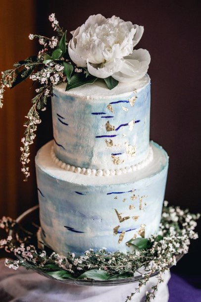 Grand Blue Tinted White Wedding Cake