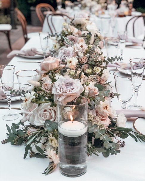 Grand Display Of Blush Flowes Wedding Table