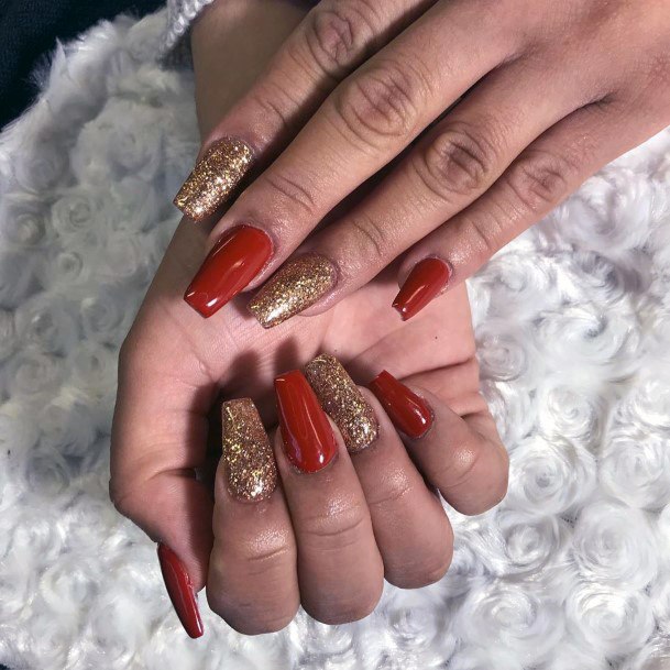 Grand Red Orange Nails Shine For Women