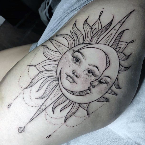 Grand Sun Tattoo For Women Grey