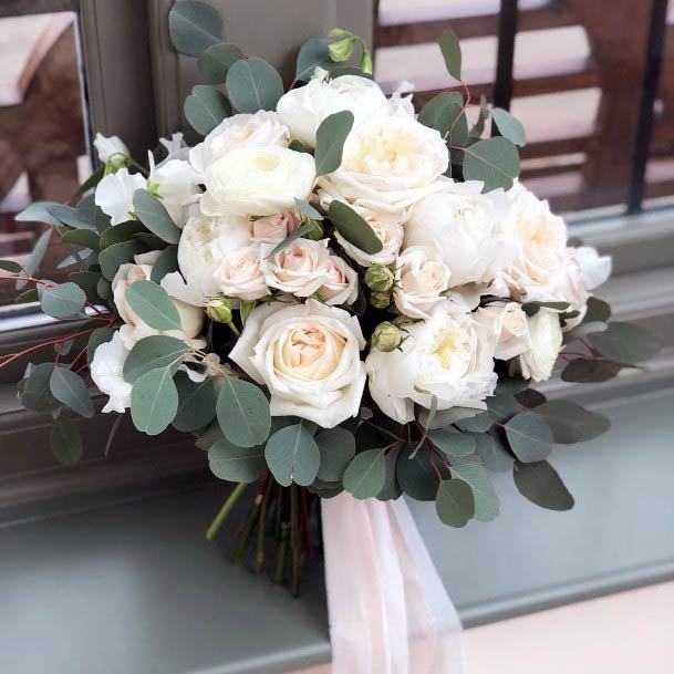 Grand White Rose Wedding Bouquet