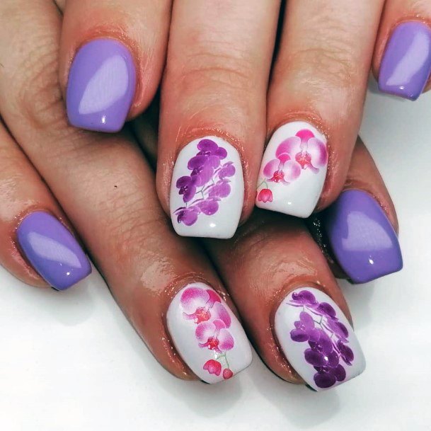 Grape Colored Orchid Nail Design