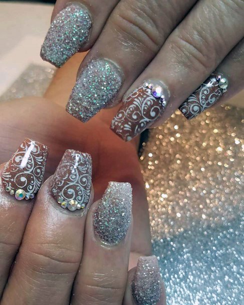 Gray Nails Illuminating With Diamonds Women