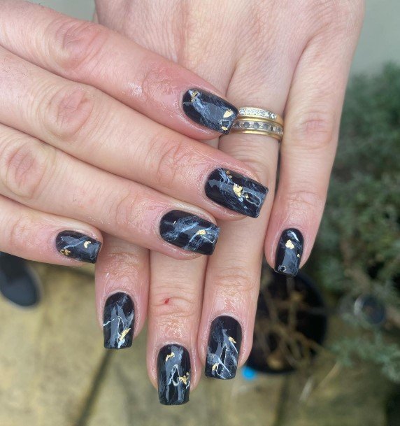 Great Black And White Marble Nails For Women