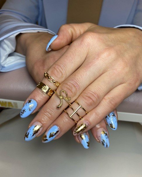 Great Blue And Gold Nails For Women