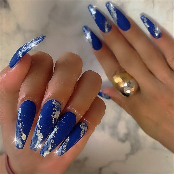 Great Blue And Silver Nails For Women