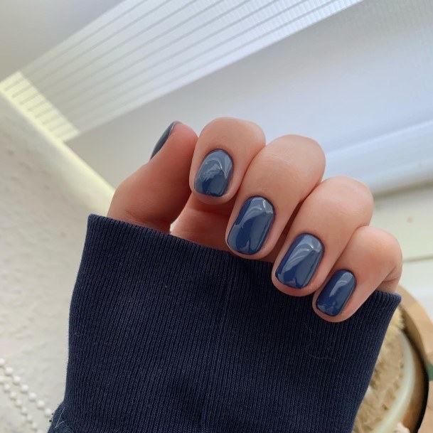 Great Blue Short Nails For Women