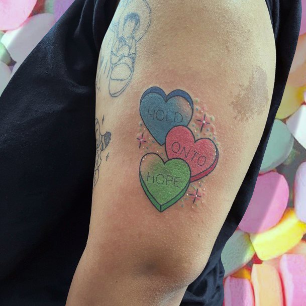 Great Candy Heart Tattoos For Women