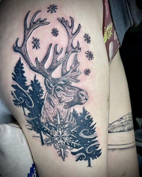 Great Caribou Reindeer Tattoos For Women