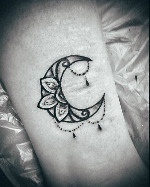 Great Cresent Moon Tattoos For Women