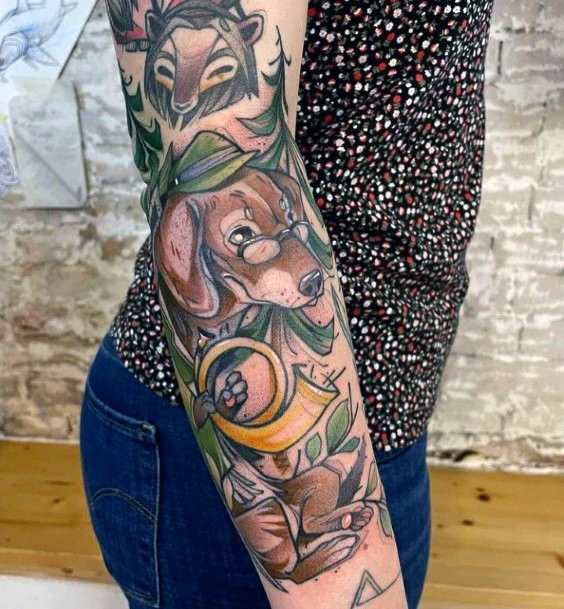 Great Dachshund Tattoos For Women