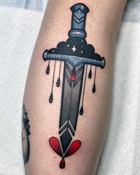 Great Dagger Heart Tattoos For Women