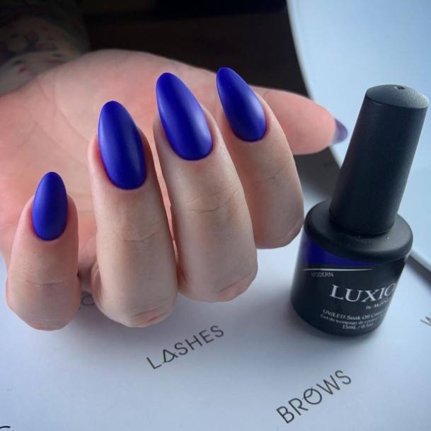 Great Dark Blue Matte Nails For Women