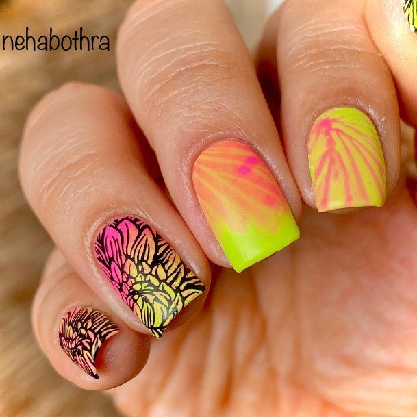 Great Green And Pink Nails For Women