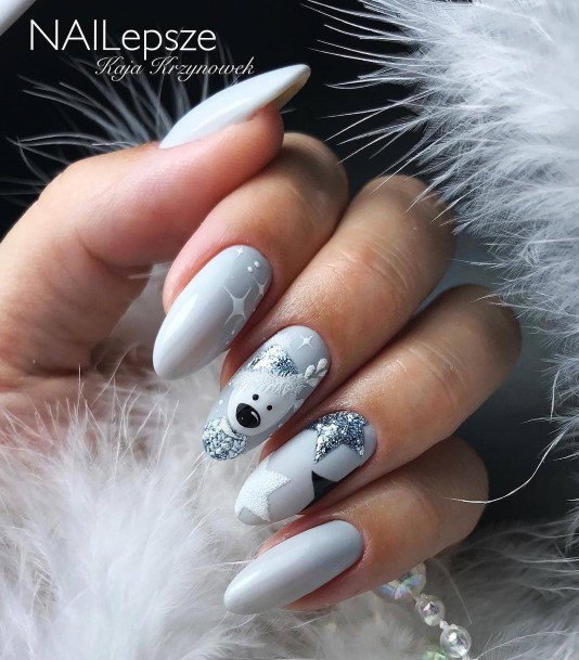 Great Grey And White Nails For Women
