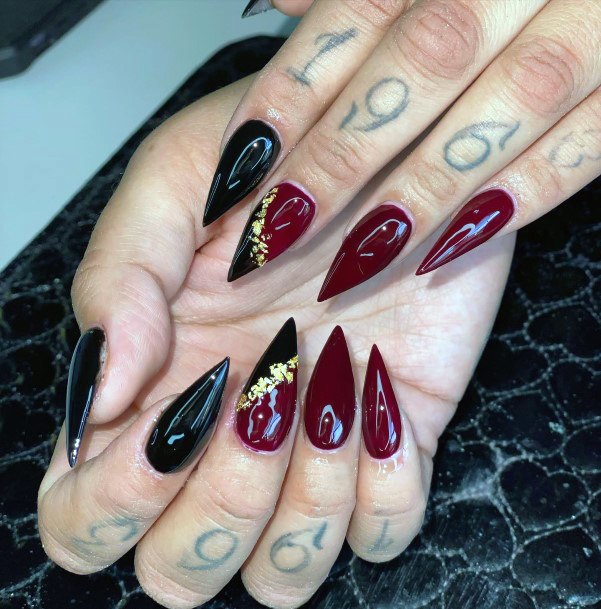 Great Maroon And Black Nails For Women