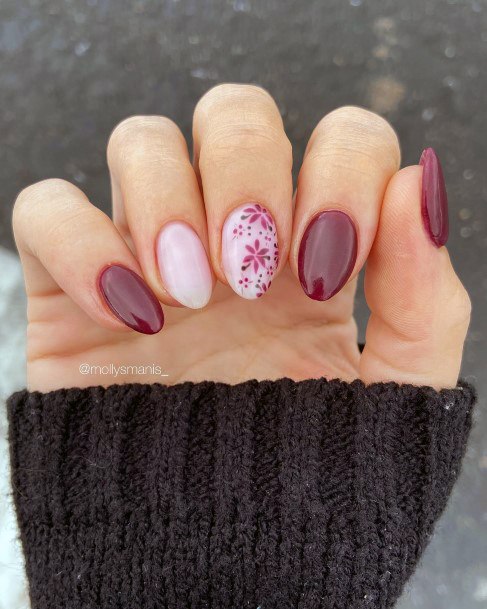 Great Maroon And Pink Nails For Women