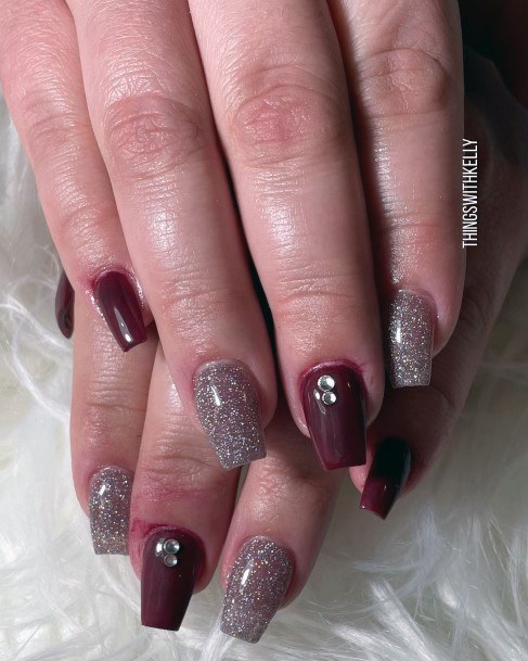 Top 100 Best Maroon And Silver Nails For Women - Cool Fingernail Ideas