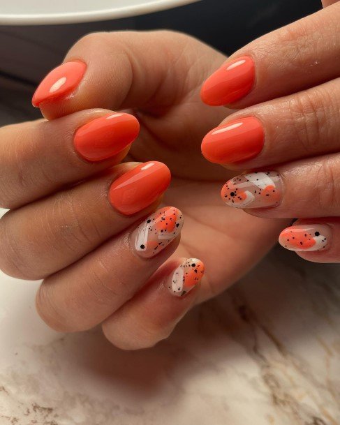 Great Orange And White Nails For Women