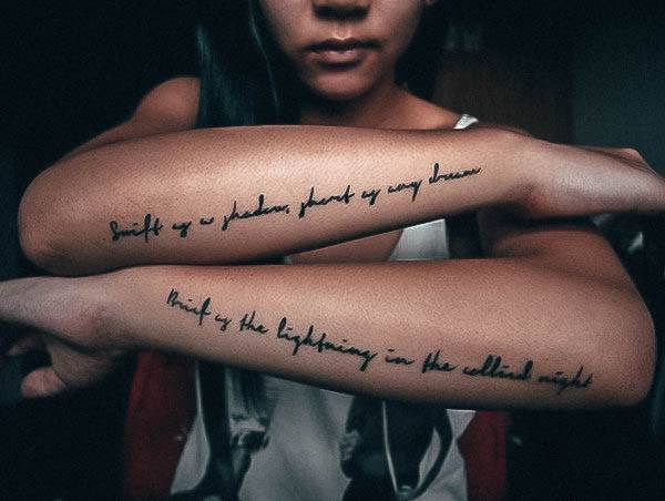 outer forearm quote tattoos for women