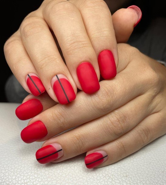 Great Red And Black Matte Nails For Women