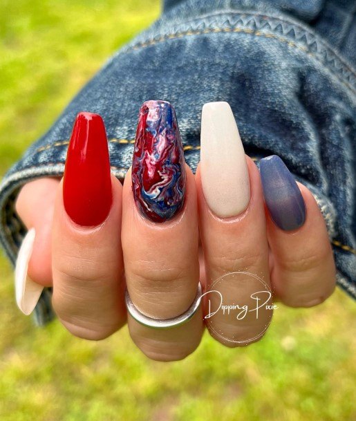 Great Red And Blue Nails For Women