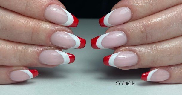 Great Red French Tip Nails For Women
