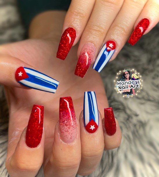 Great Red White And Blue Nails For Women